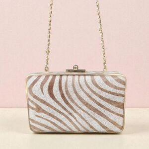 J McLaughlin Animal Print Clutch Bag With Chain